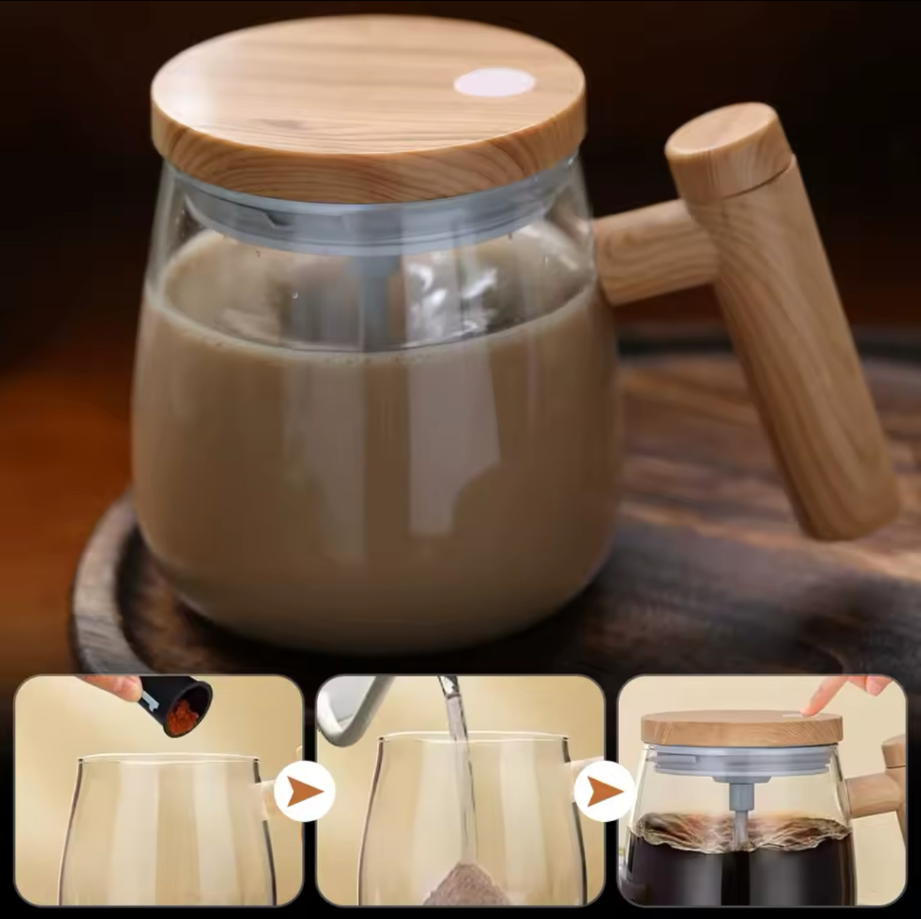 Taza Vidrio Mezcladora Recargable