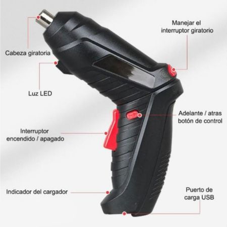 Destornillador y taladro 2 en 1 + 47 piezas